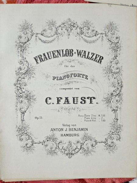 Frauenlob - Walzer pentru piano forte - C. Faust Op.75 partitura