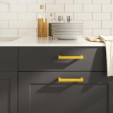 vidaXL M&acirc;nere de dulap, 10 buc., auriu, 128 mm, oțel inoxidabil