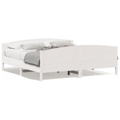 vidaXL Cadru de pat cu tăblie, alb, 180x200 cm, lemn masiv de pin foto