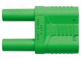 Conector banană 4mm punte stacabilă 32A 1kVAC verde nichelat SCH&Uuml;TZINGER