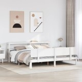 Cumpara ieftin Cadru de pat cu tăblie fără saltea, alb, 180x200 cm