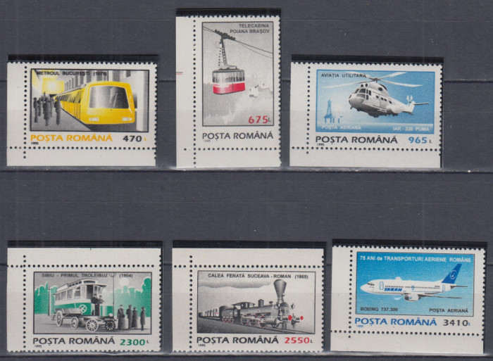 ROMANIA 1995 LP 1379 MIJLOACE DE TRANSPORT UZUALE SERIE MNH