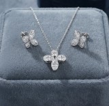 Cumpara ieftin Set Bijuterii din Argint 925 , zMarquise Blossom, - Colier Reglabil E i Cercei Florali cu Zirconiu Premium