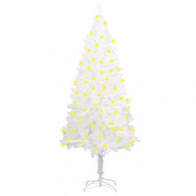 Brad de Crăciun artificial cu LED-uri, alb, 150 cm foto