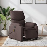 VidaXL Fotoliu electric de masaj rabatabil, maro &icirc;nchis, textil