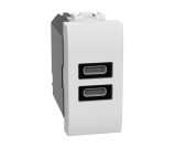 Priza USB tip C dubla PD 1M 20W Living Light Bticino alb N4192CC