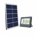 Proiector cu panou solar, cu telecomanda si temporizator, 60W, aluminium,