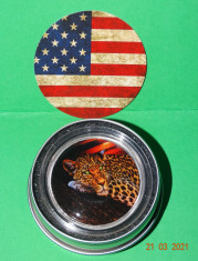 Moneda 1oz 1$ SUA edition 2020 &amp;quot;The USA Leopard&amp;quot; cutie capsula card tehnic (NEW) foto