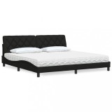 Cumpara ieftin Pat cu saltea, negru, 200x200 cm, textil