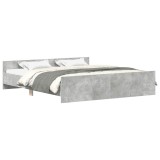 Cadru de pat cu tablie la cap/picioare, gri beton, 180x200 cm