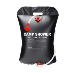 Dus solar pentru camping, PVC, Capacitate 20L, Negru