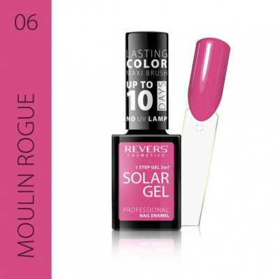 Lac de unghii Solar Gel, Revers, 12 ml, roz, nr 06, moulin rogue foto