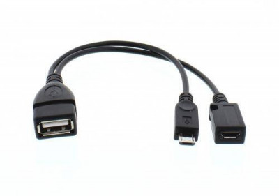 Cablu adaptor OTG USB mama - micro USB tata date/alimentare mama Well foto