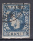 ROMANIA1869 LP 26 REGELE CAROL I CU FAVORITI VALOAREA 10 BANI ALBASTRU STAMPILAT