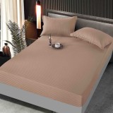 Cumpara ieftin Husa de pat cu elastic damasc satinat,bej,180x200cm-D108