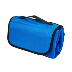 Patura picnic clasica, cu maner, 117x135 cm, Everestus, JU094, lana, albastru, saculet de calatorie inclus foto