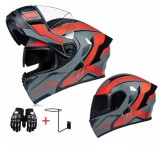 Cumpara ieftin Cască Moto Modulară Black Pro Flip-Up Full Face cu Vizieră Dublă și Sistem de