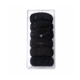 Cumpara ieftin Set 6 elastice par negre groase, textile, rezistente, diametru 4 cm, fixare puternica pentru cozi si cocuri