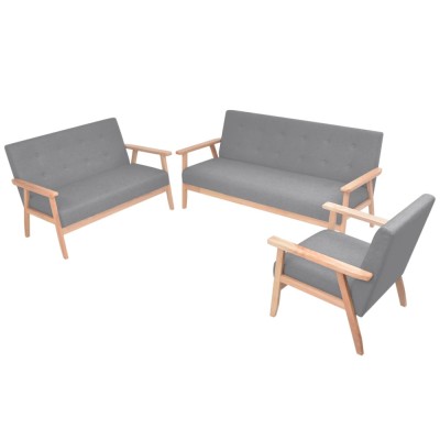 vidaXL Set canapele 3 piese Textil Gri deschis 275179 foto