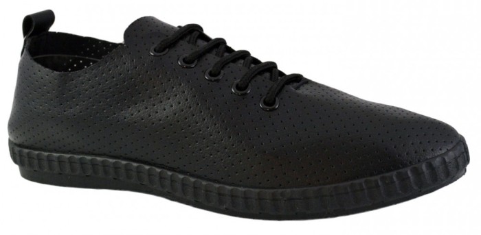Pantofi Casual Barbatesti, Negri, perforati cu sireturi - 40