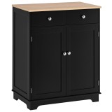 HOMCOM Mobila de depozitare bufet pentru living cu dulapuri, 2 sertare si rafturi reglabile, 68x40,3x85cm, negru si lemn natural | Aosom Romania