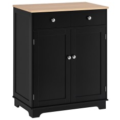 HOMCOM Mobila de depozitare bufet pentru living cu dulapuri, 2 sertare si rafturi reglabile, 68x40,3x85cm, negru si lemn natural | Aosom Romania