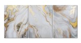 Cumpara ieftin Set 3 piese tablou abstract cu foita de aur pictat manual, Fantezie in abstract, 150x70cm ulei pe panza in relief, Vicentiu Done