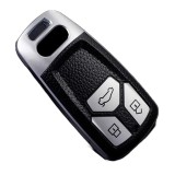 Husa pentru cheie Audi A4 SmartKey din TPU, aspect piele, gri, 3 butoane