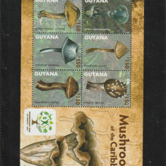 Guyana 2011-Flora,Ciuperci,bloc 6 valori dantelate,MNH,Mi.8222-8227 KB