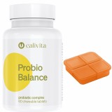 Set supliment alimentar si cutie pilule, probiotice si prebiotice masticabile, ProbioBalance, 60 tablete, CaliVita