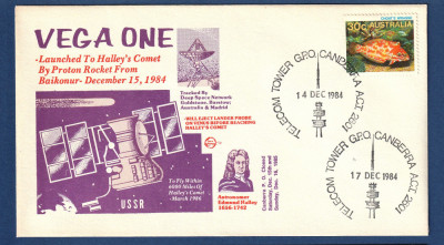 Australia SUA, 1984 | FDC - Misiunea Vega 1 | Space Voyage Cachet | Cosmos | aph foto