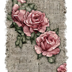 Sticker decorativ Trandafiri, Roz, 70 cm, 11067ST