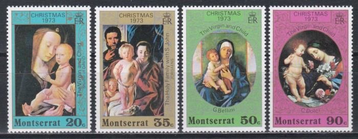 Monserrat 1973 - Crăciun - Picturi de Bellini, Jordaens, s.a., MNH