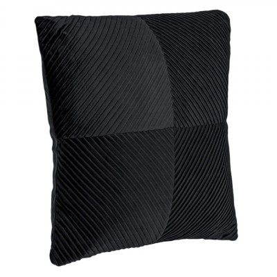 Pernă Decorativă, Velvet, Dungi Reliefate, Negru, 45x45cm foto