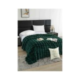 Cumpara ieftin Patura Cocolino cu Blanita Artificiala de Iepure pentru Pat Dublu, Verde Inchis - JOJ622