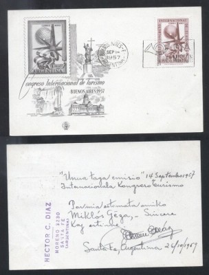 Argentina 1957 Tourism congress FDC card K.259 foto