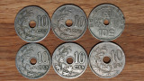 Belgia - colectie 6 monede diferite 10 centimes - 1903 -&gt; 1938 (vezi descrierea)