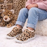 Pantofi imblaniti pentru fetite - Animal print (Marime Disponibila: Marimea 26)