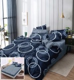 Cumpara ieftin Lenjerie Pat Bumbac 6 Piese Cu Elastic Albastru 180x200 cm