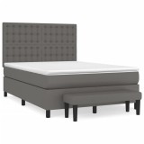 Cumpara ieftin Pat box spring cu saltea, gri, 140x200 cm, piele ecologica
