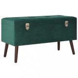 Bancă cu un compartiment de depozitare, verde, 80 cm, catifea