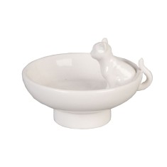 Bol decorativ ceramica alba Pisicuta 8x6 cm