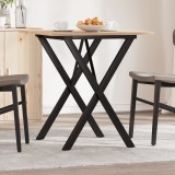 Masă Bucătărie vidaXL Lemn Masiv Pin, Cadru X, 70x70x75cm, Maro/Oțel - Ideală Familie/Prieteni