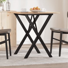 vidaXL Masă de bucătărie, cadru X, 70x70x75 cm lemn masiv pin și Oţel