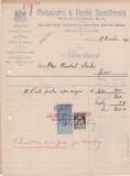 Factura Alexandru &amp; Vasile Dumitrescu Articole pentru Menaj BUCURESTI 1922