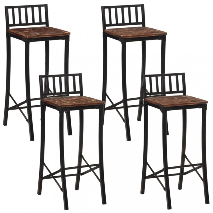 vidaXL Scaune de bar, 4 buc., lemn masiv reciclat