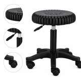 Taburet cosmetic, hoker de frizerie, scaun rotativ, rotund, reglabil, negru.