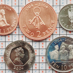set 5 monede Gibraltar 1, 2, 5, 10, 20 pence 2004 UNC - A039