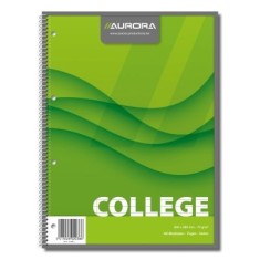 Caiet cu spirala, A4, 80 file - 70gsm, 4 perf., coperti carton, AURORA College - dictando