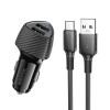 INCARCATOR auto Borofone &quot;BZ31A &quot;, pt. bricheta auto, 2 x USB 5V/2.4A, include cablu USB la USB Type-C de 1m, negru &quot;6941991112591&quot; (timbru verde 0.18